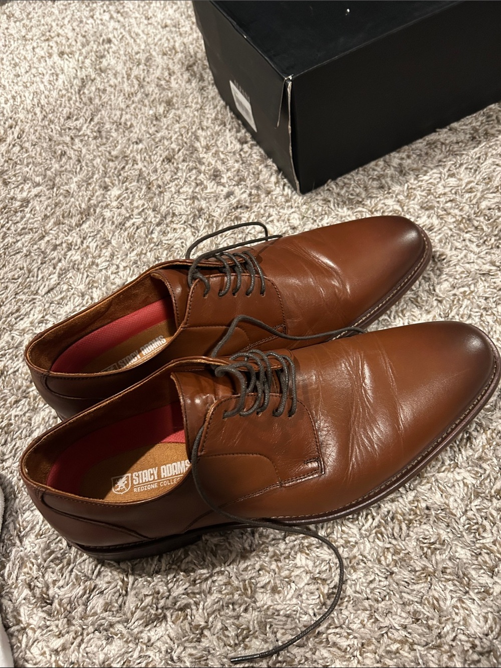 Stacy Adams Cognac Brown Leather Lace-Up Derbys